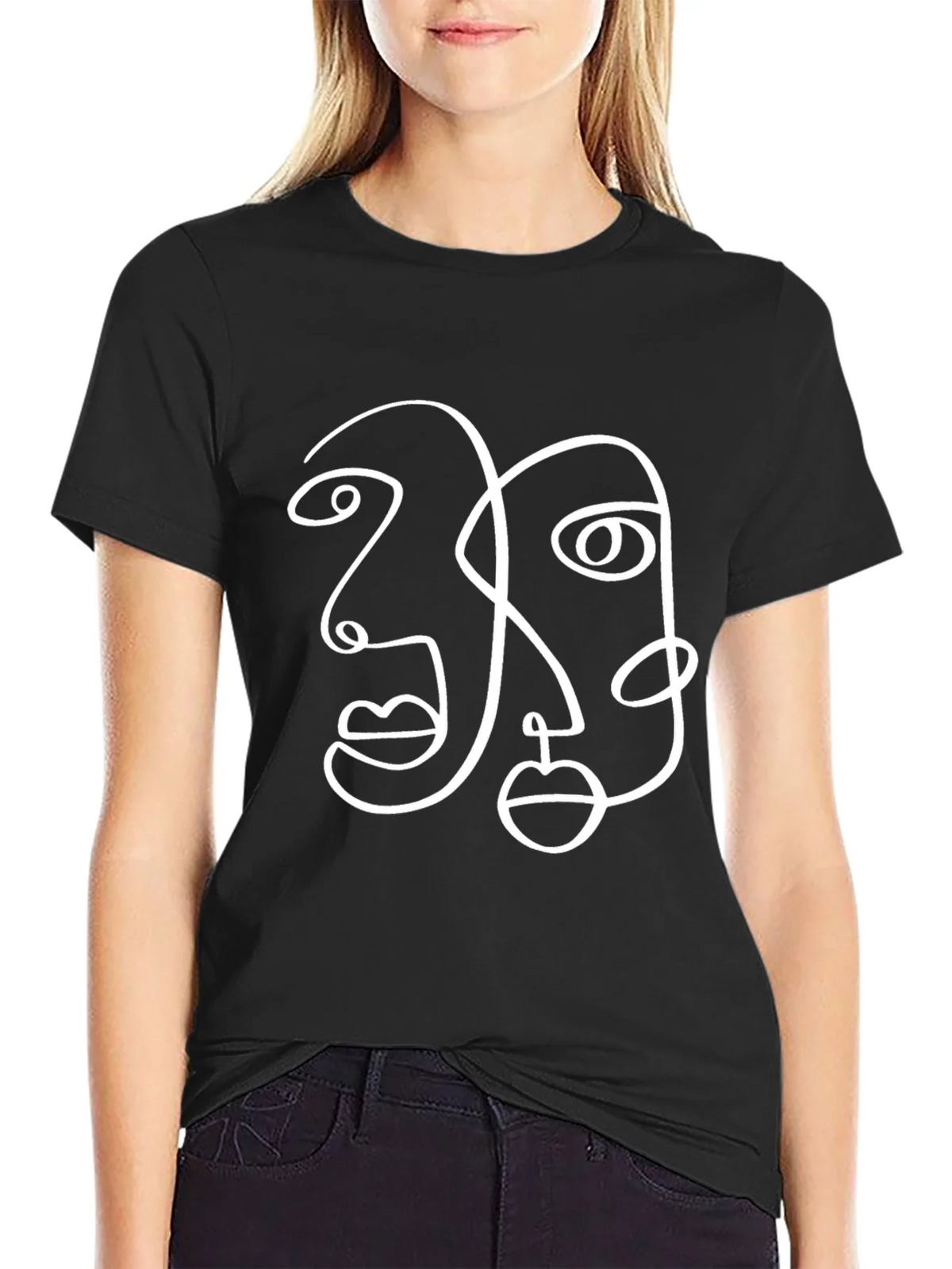Abstract Face Line Art Graphic Tee product image 2