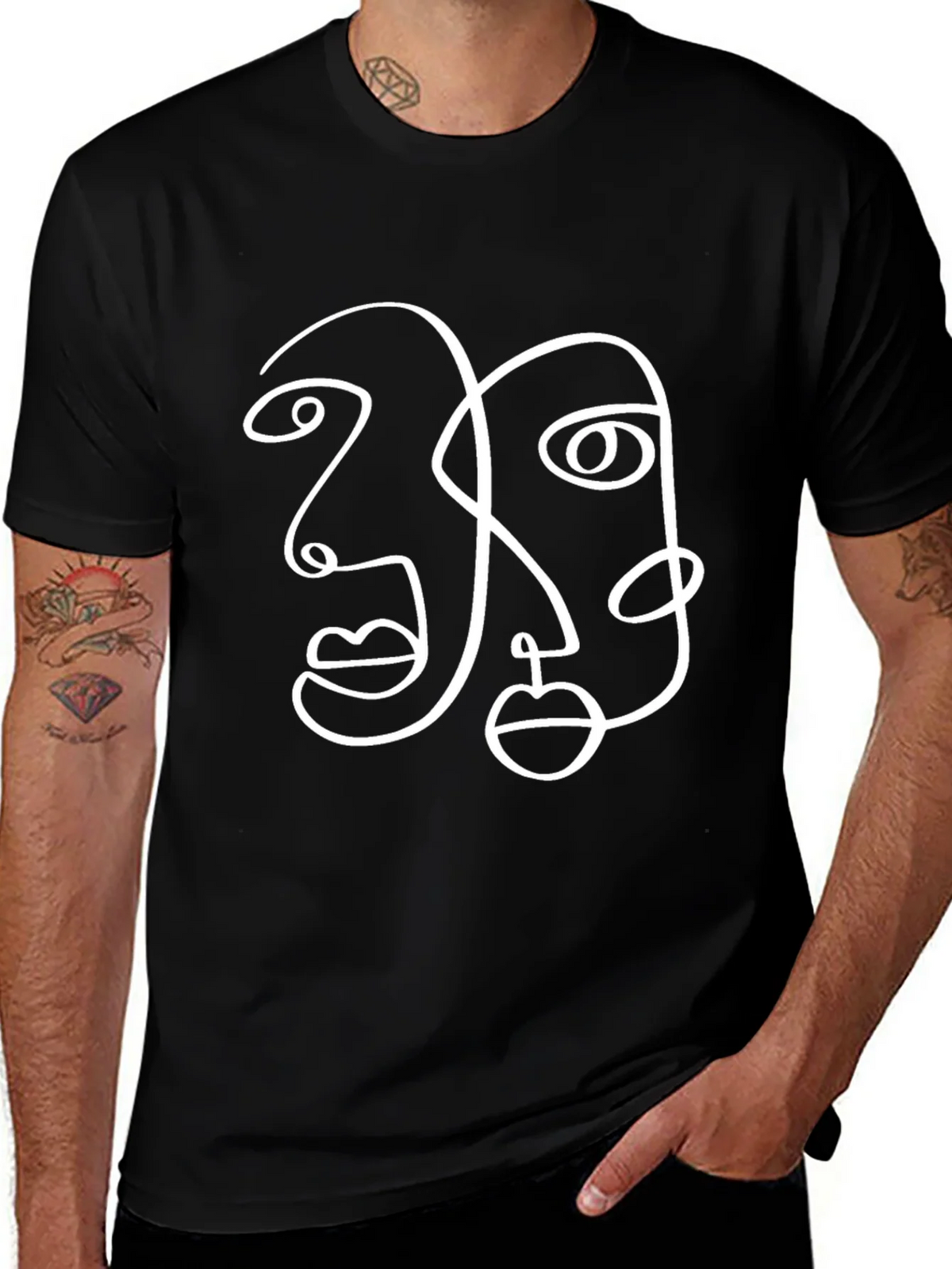 Abstract Face Line Art Graphic Tee product image 1