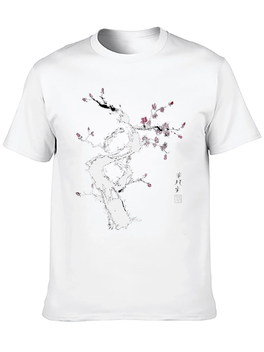 Black T-Shirt with White Floral Tree Design product image 9