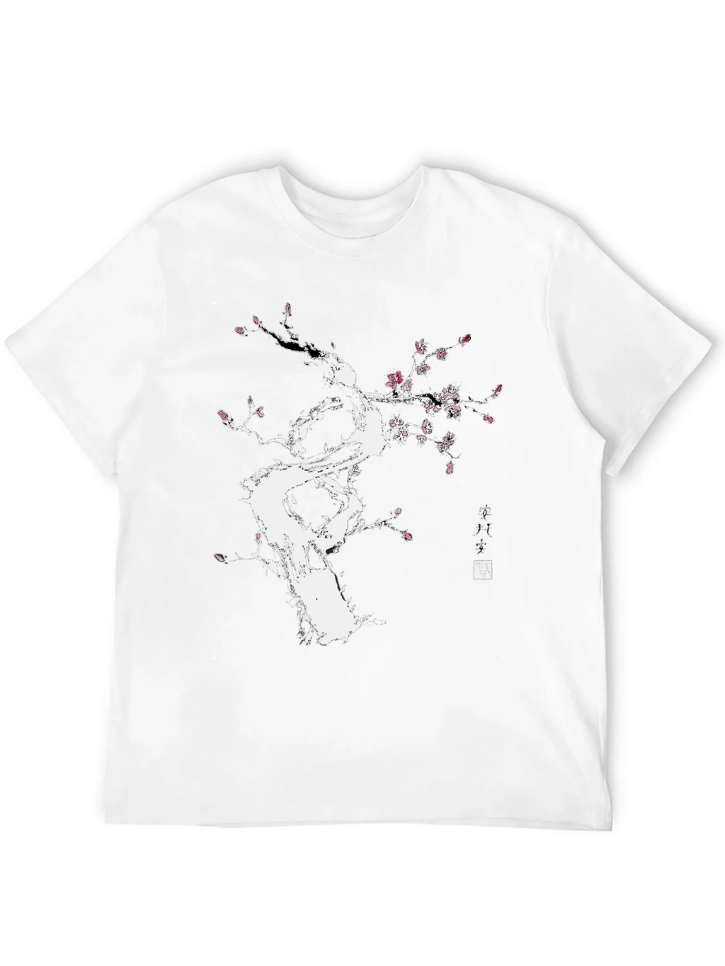 Black T-Shirt with White Floral Tree Design product image 11