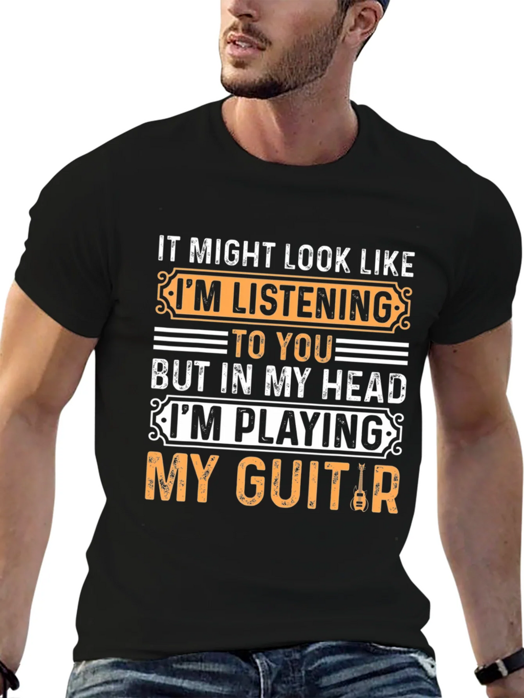 Funny Guitarist T-Shirt - Playing Guitar Design product image 6