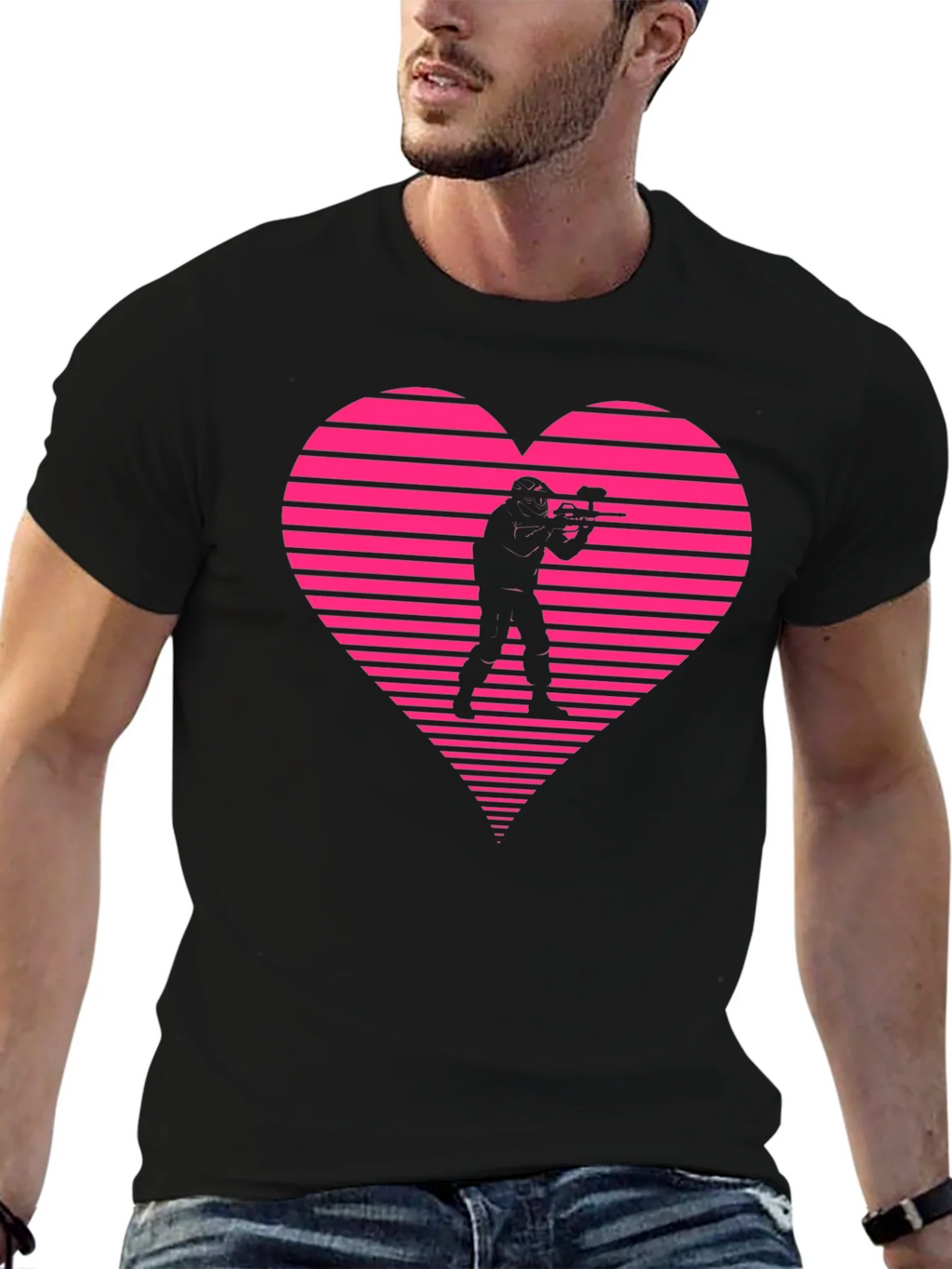 Paintball Heart Graphic T-Shirt - Black product image 6