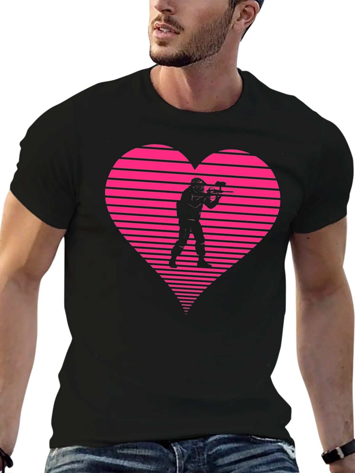 Paintball Heart Graphic T-Shirt - Black product image 6