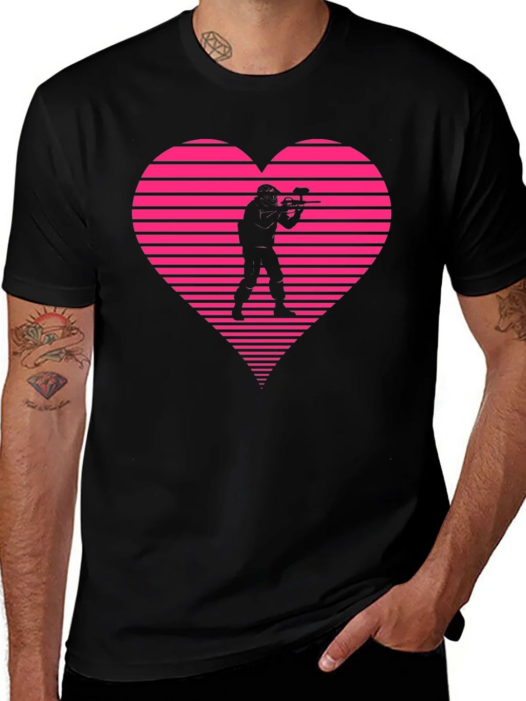 Paintball Heart Graphic T-Shirt - Black product image 1