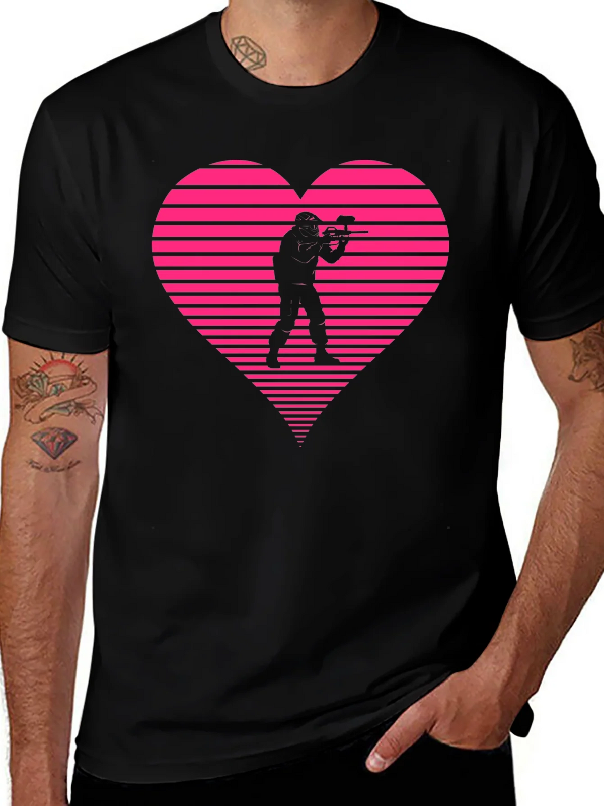 Paintball Heart Graphic T-Shirt - Black product image 1