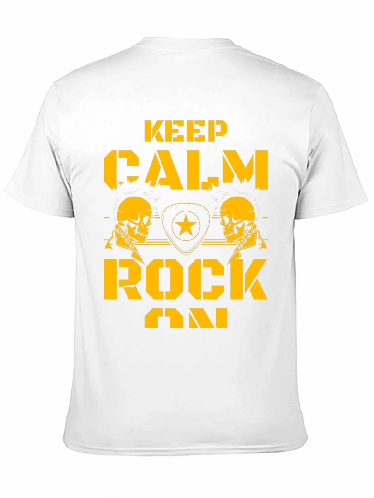 Keep Calm Rock On Black T-Shirt with Skull Graphics product image 10
