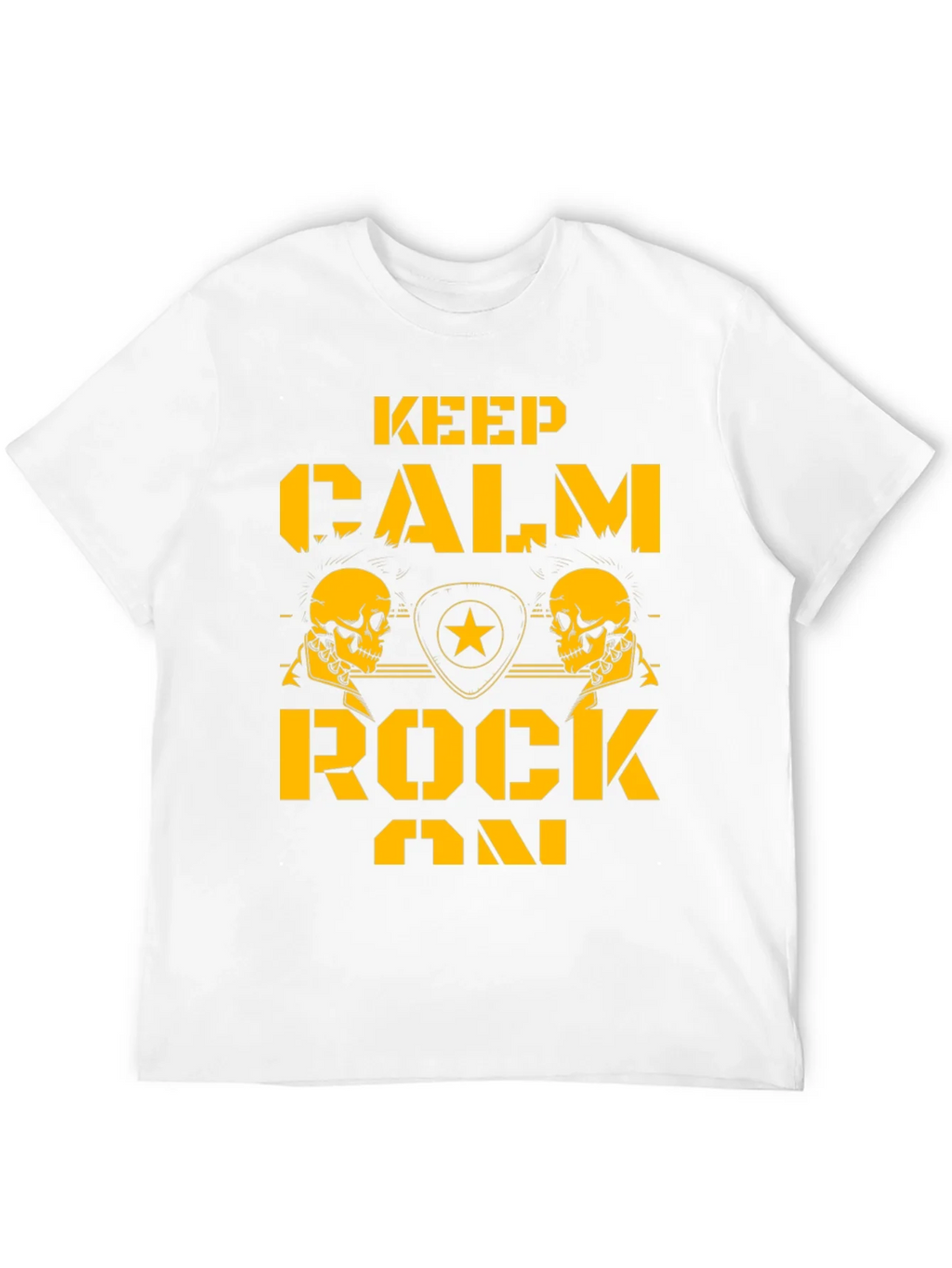 Keep Calm Rock On Black T-Shirt with Skull Graphics product image 11