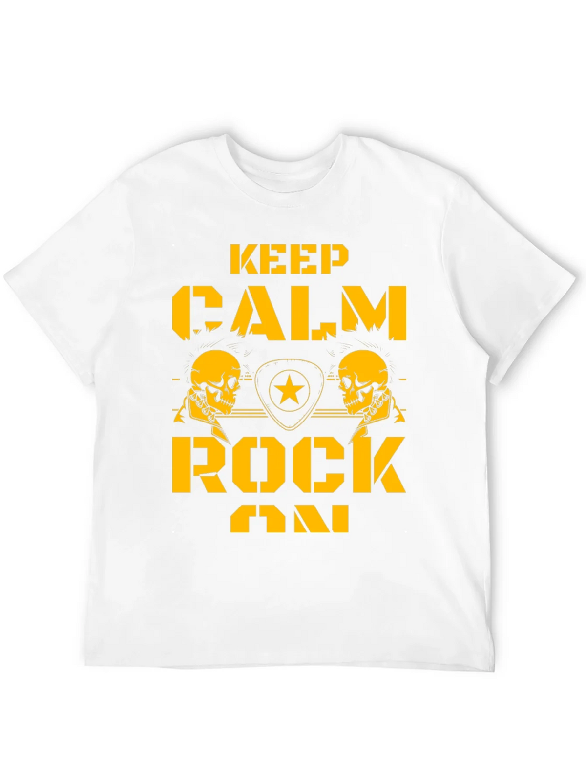 Keep Calm Rock On Black T-Shirt with Skull Graphics product image 11