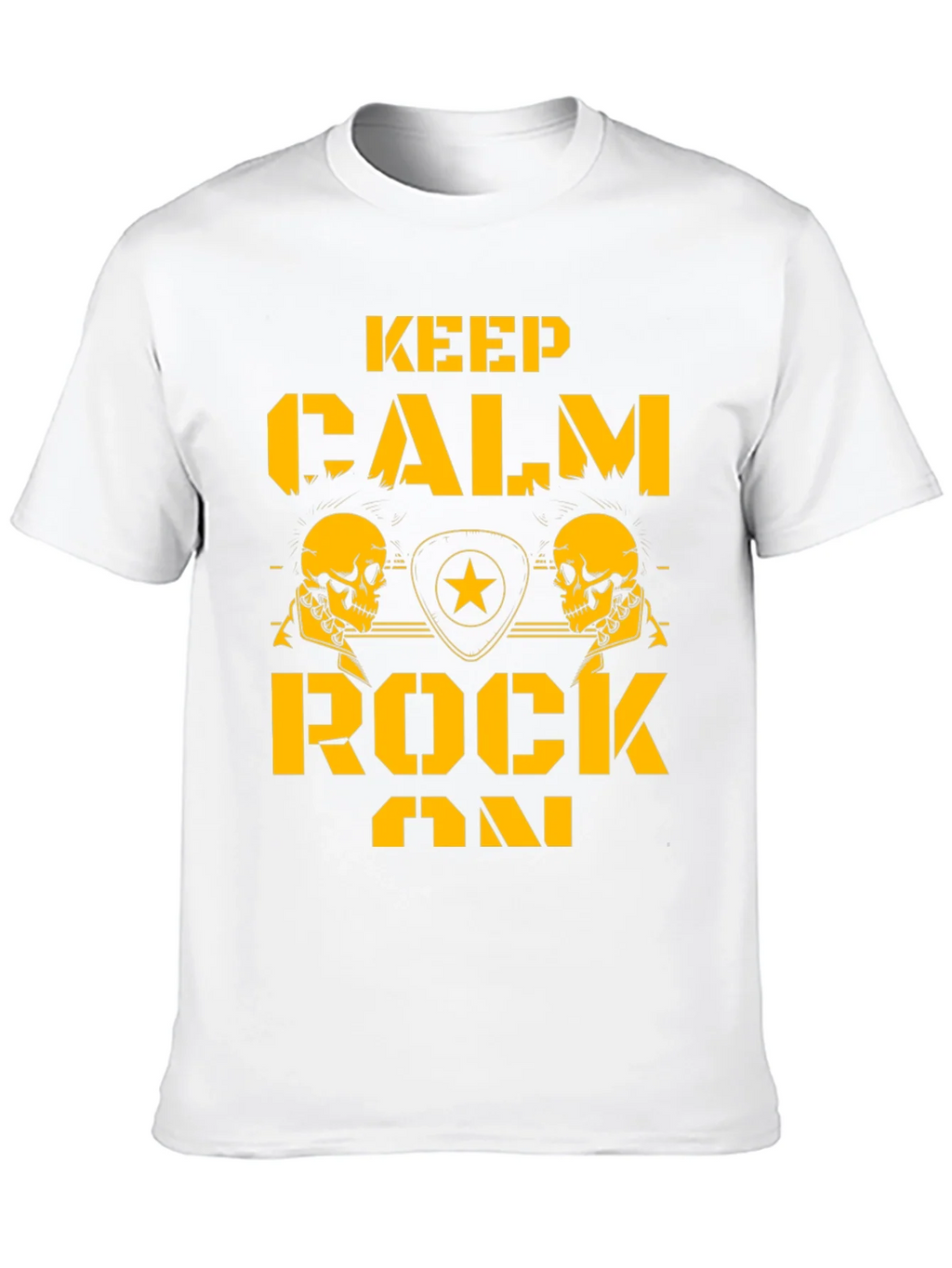 Keep Calm Rock On Black T-Shirt with Skull Graphics product image 9
