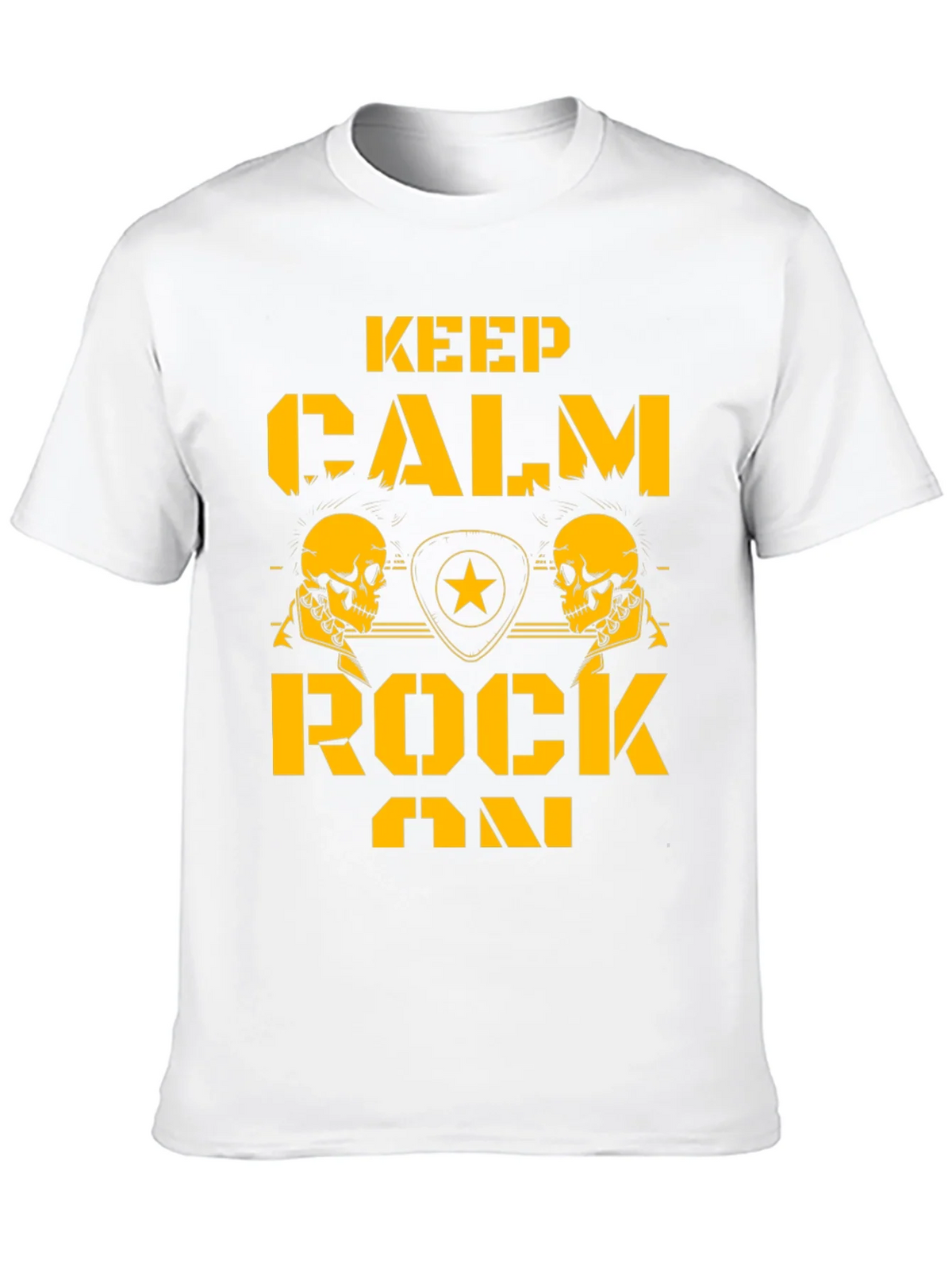 Keep Calm Rock On Black T-Shirt with Skull Graphics product image 9