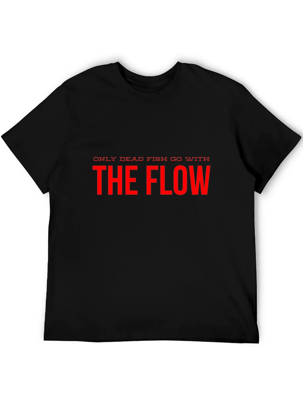 Only Dead Fish Go With The Flow Black T-Shirt product image 3