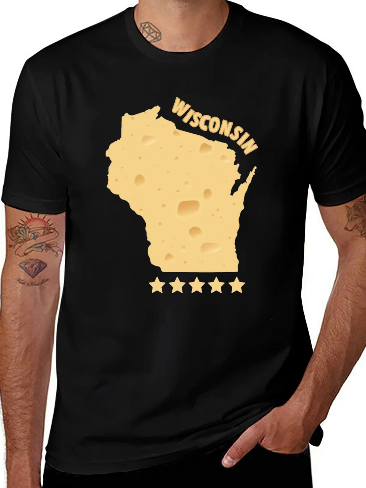 Wisconsin Cheese State Pride T-Shirt - Black product image 1