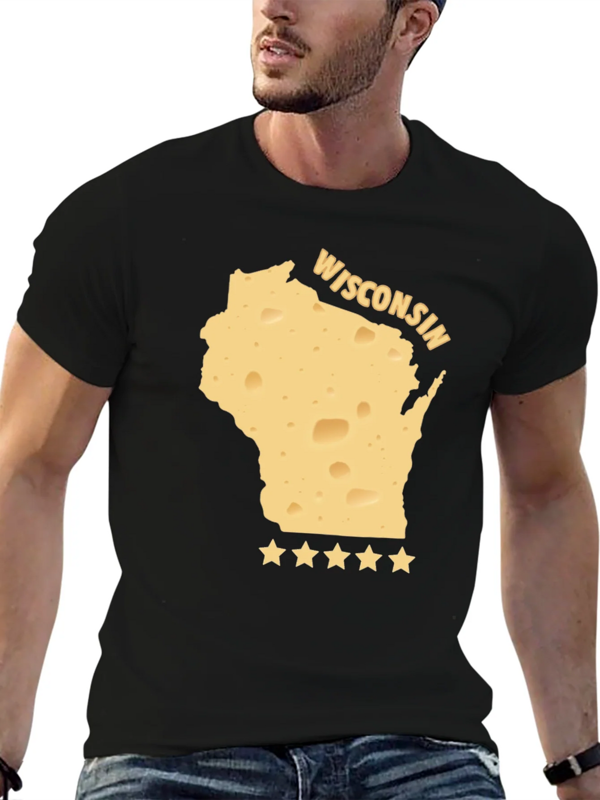 Wisconsin Cheese State Pride T-Shirt - Black product image 6