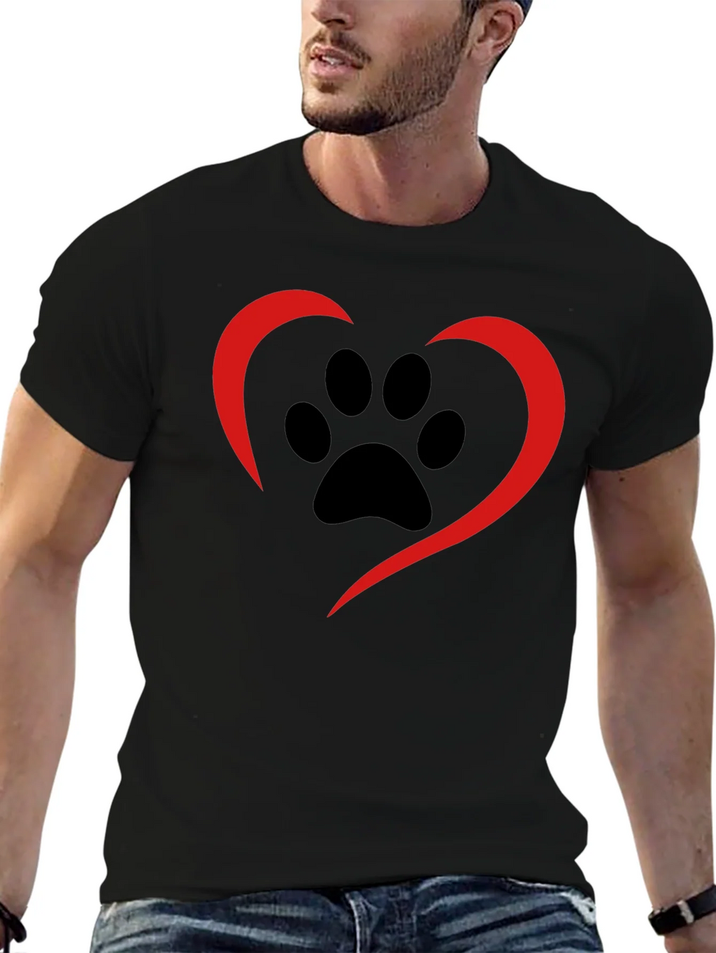 Paw Print Heart Tee - Black Casual Shirt product image 6
