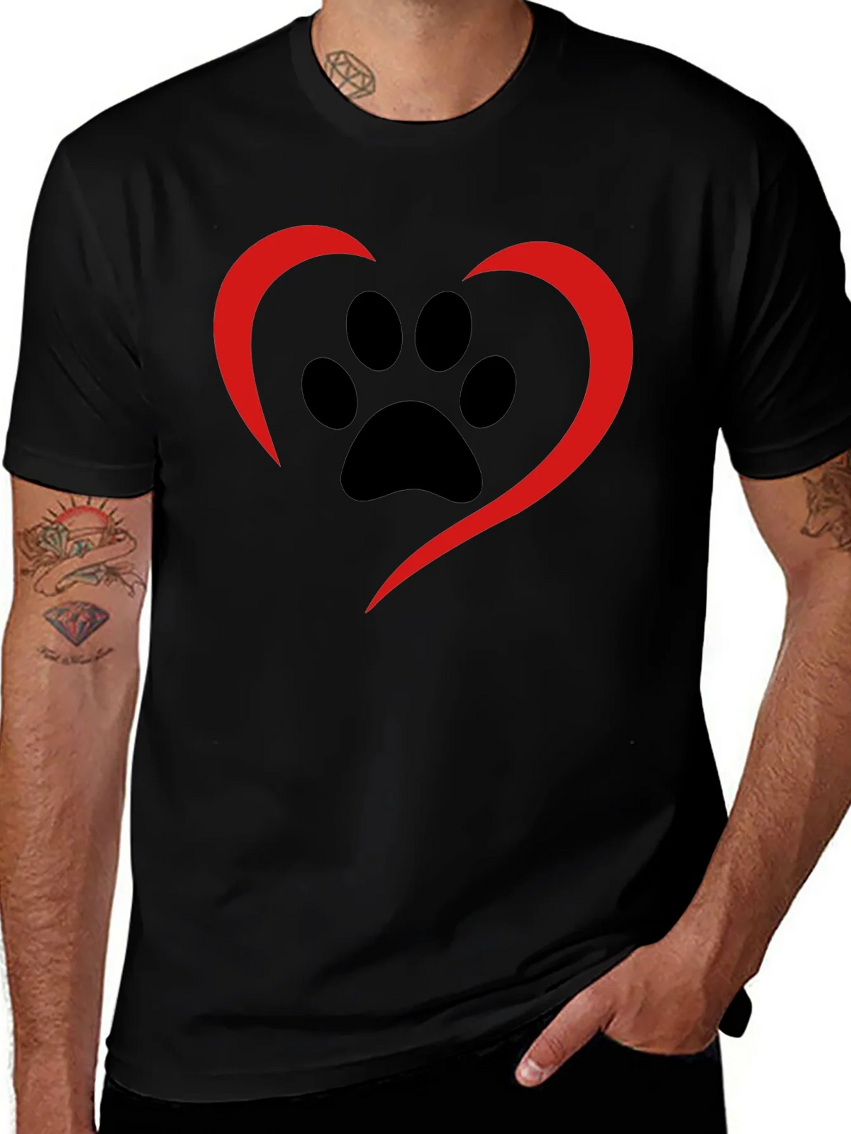 Paw Print Heart Tee - Black Casual Shirt product image 1