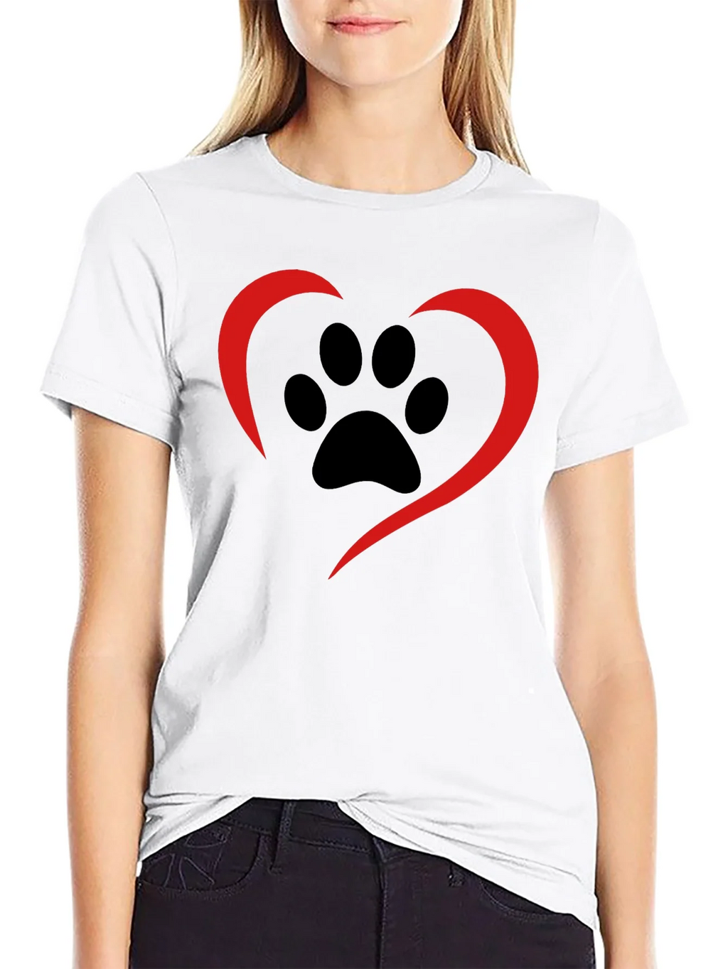 Paw Print Heart Tee - Black Casual Shirt product image 8