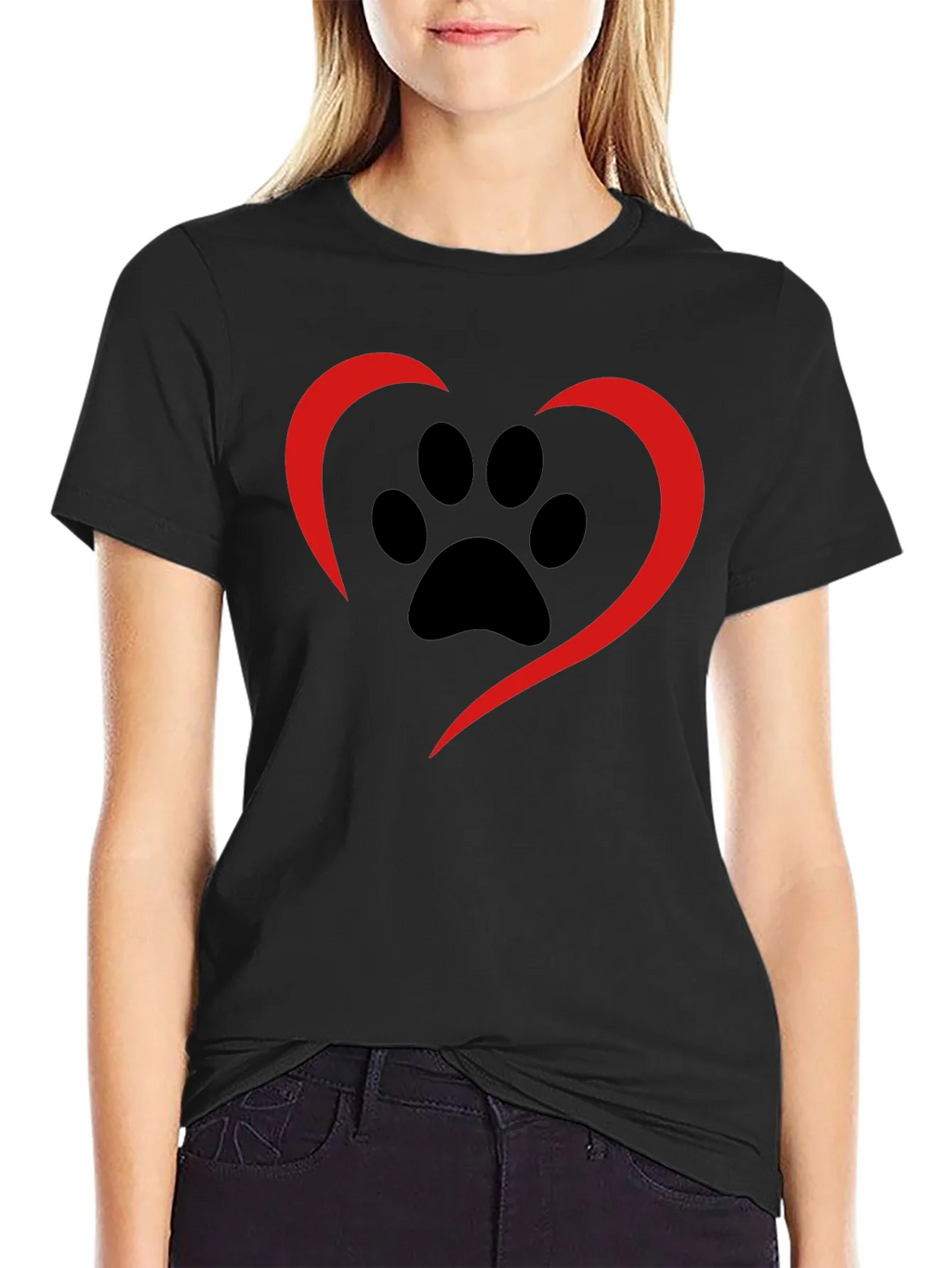 Paw Print Heart Tee - Black Casual Shirt product image 2