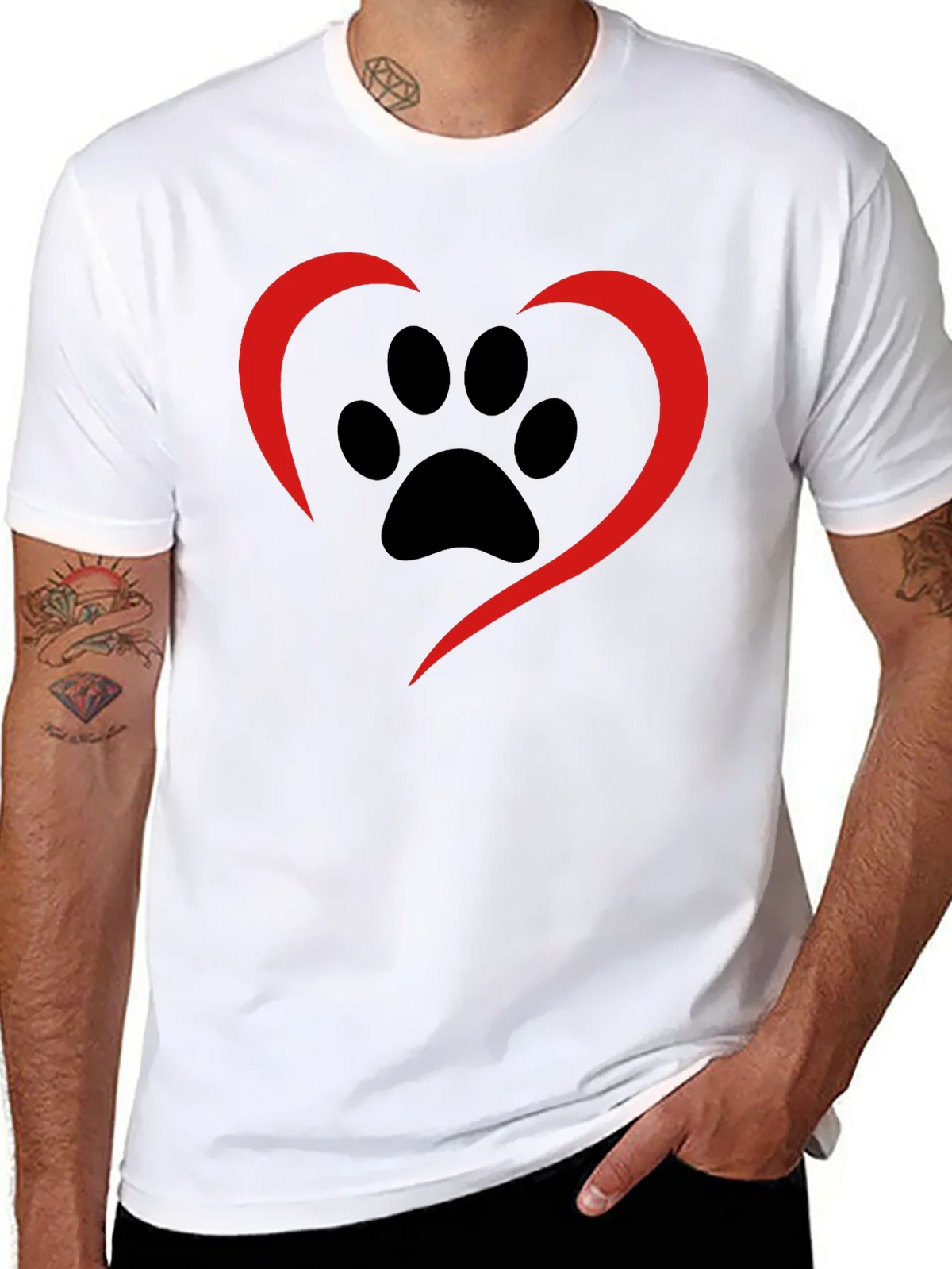 Paw Print Heart Tee - Black Casual Shirt product image 7