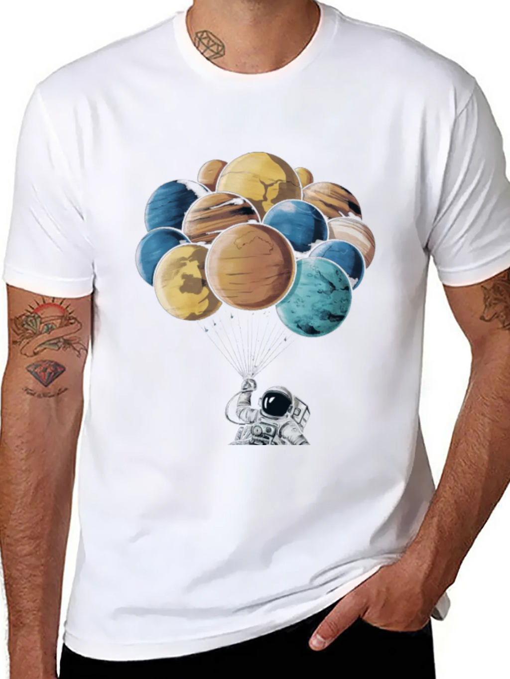 Astronaut & Planet Balloon Graphic T-Shirt product image 7