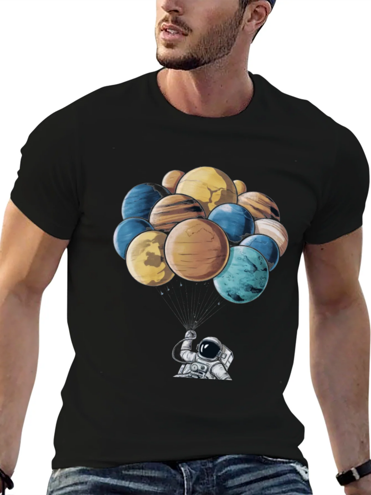 Astronaut & Planet Balloon Graphic T-Shirt product image 6