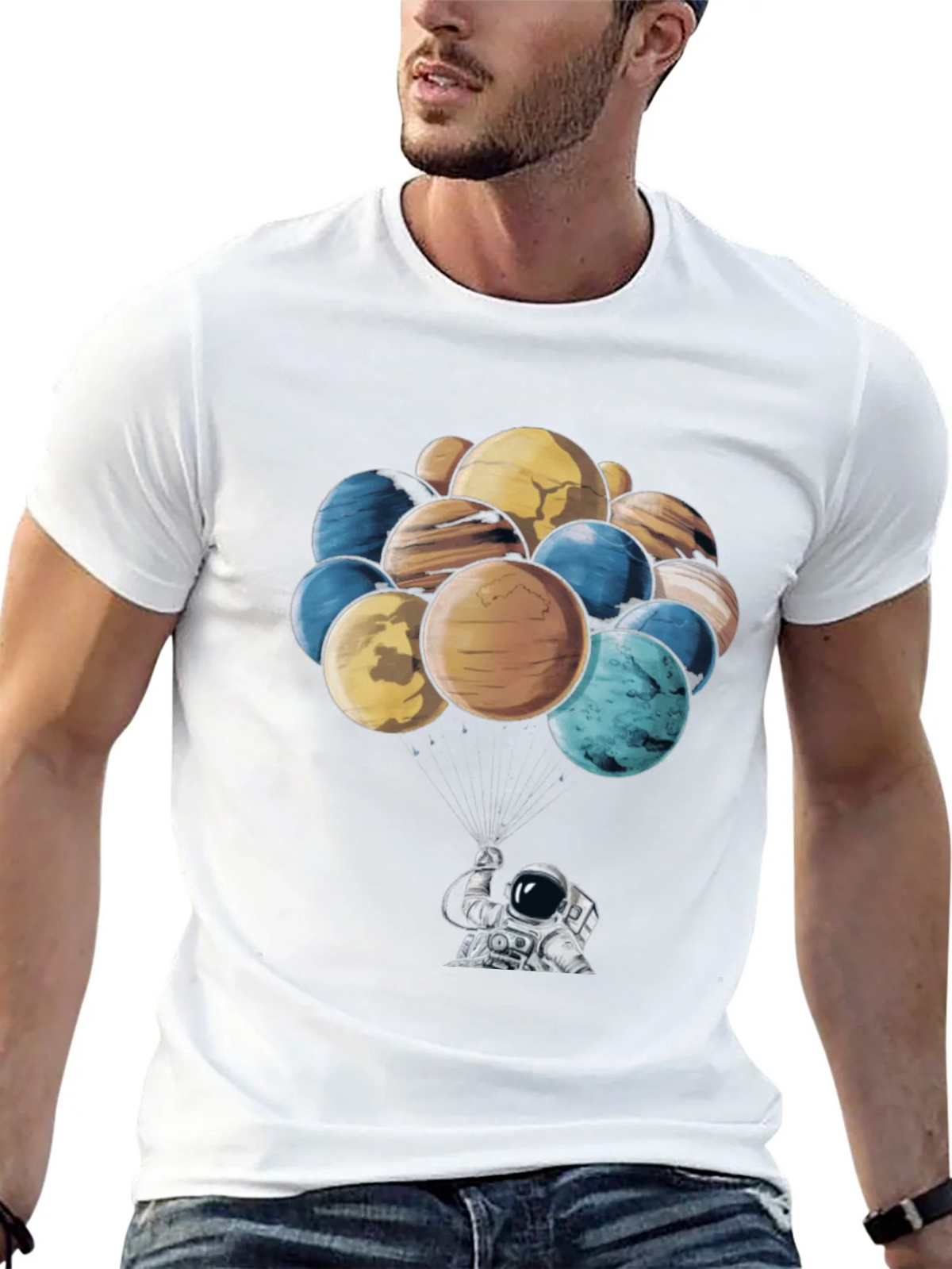 Astronaut & Planet Balloon Graphic T-Shirt product image 12