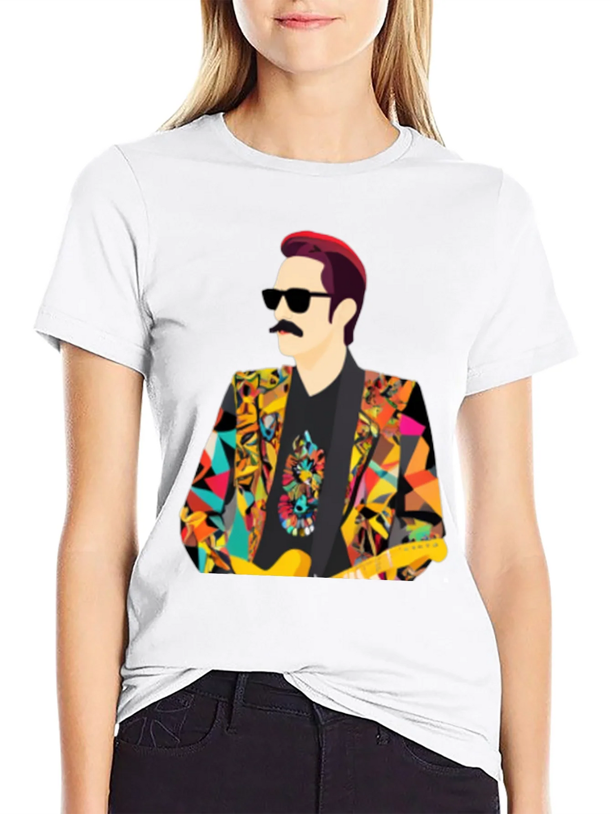Retro Man T-Shirt with Colorful Geometric Blazer Design product image 8