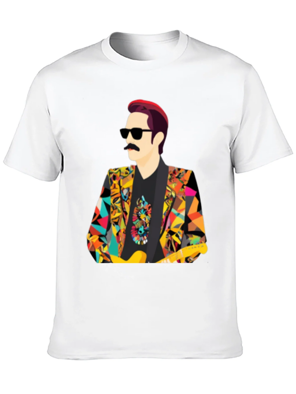 Retro Man T-Shirt with Colorful Geometric Blazer Design product image 9