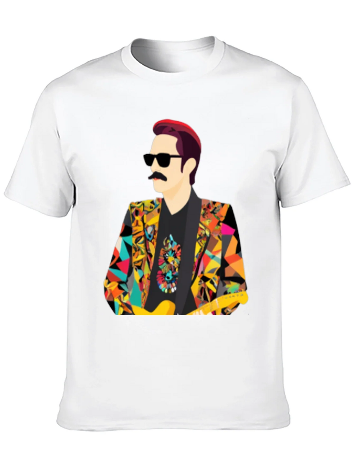 Retro Man T-Shirt with Colorful Geometric Blazer Design product image 9