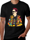 Retro Man T-Shirt with Colorful Geometric Blazer Design product image 1