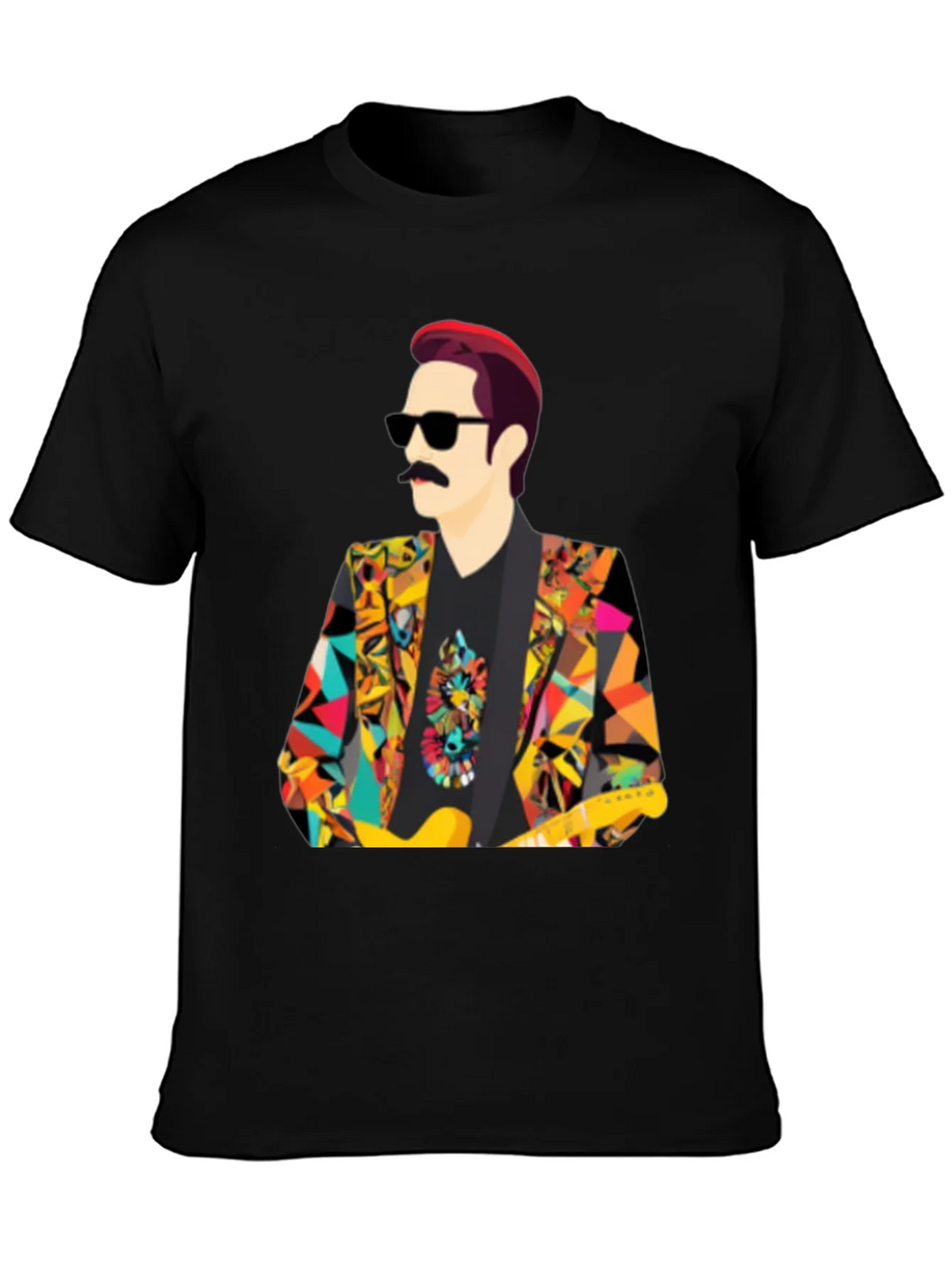 Retro Man T-Shirt with Colorful Geometric Blazer Design product image 3