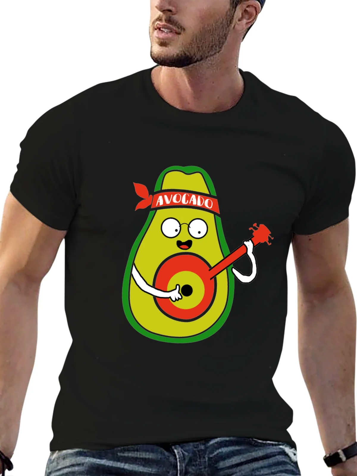 Avocado Guitarist Black T-Shirt product image 6