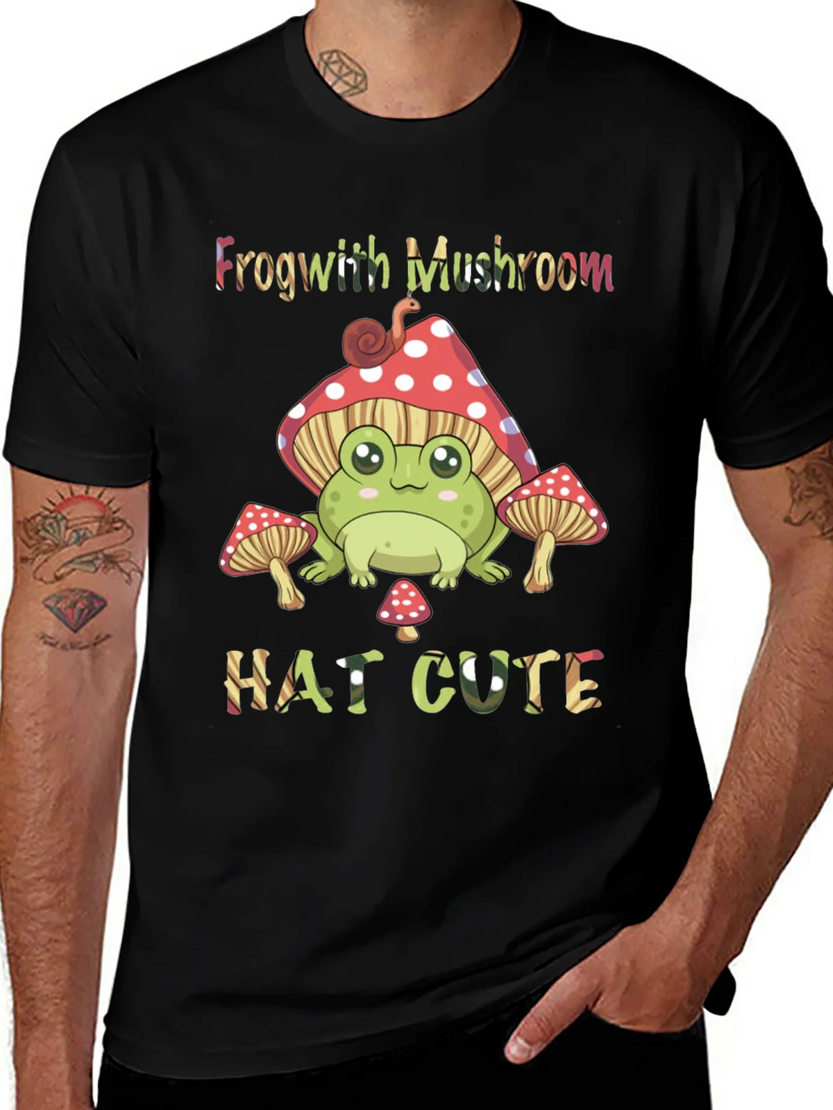 Frog with Mushroom Hat Graphic Tee