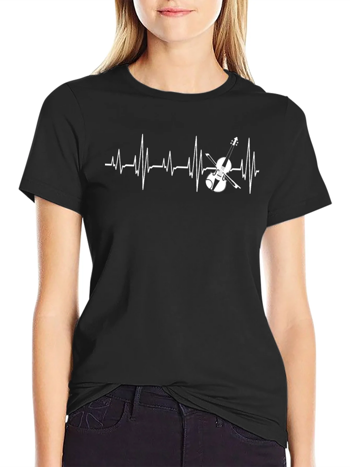 Violin Heartbeat Graphic Tee - Musicians T-Shirt product image 2
