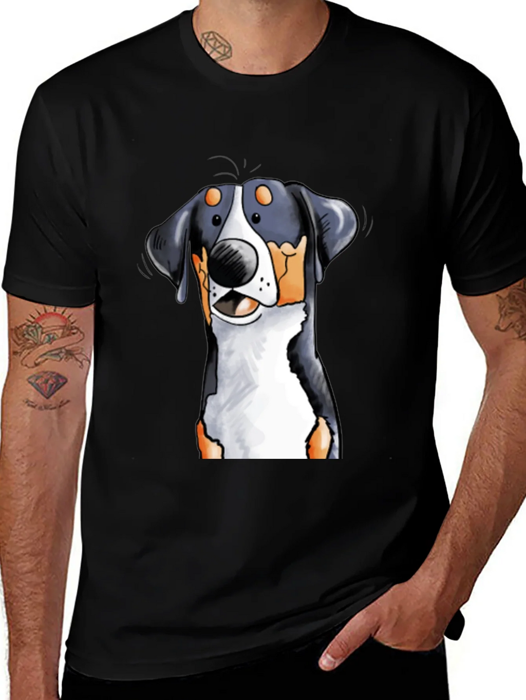 Cartoon Dog Graphic Tee - Black T-Shirt product image 1