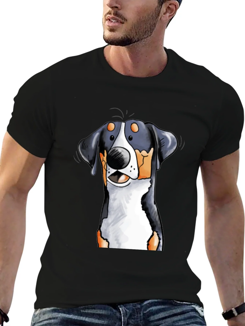 Cartoon Dog Graphic Tee - Black T-Shirt product image 3