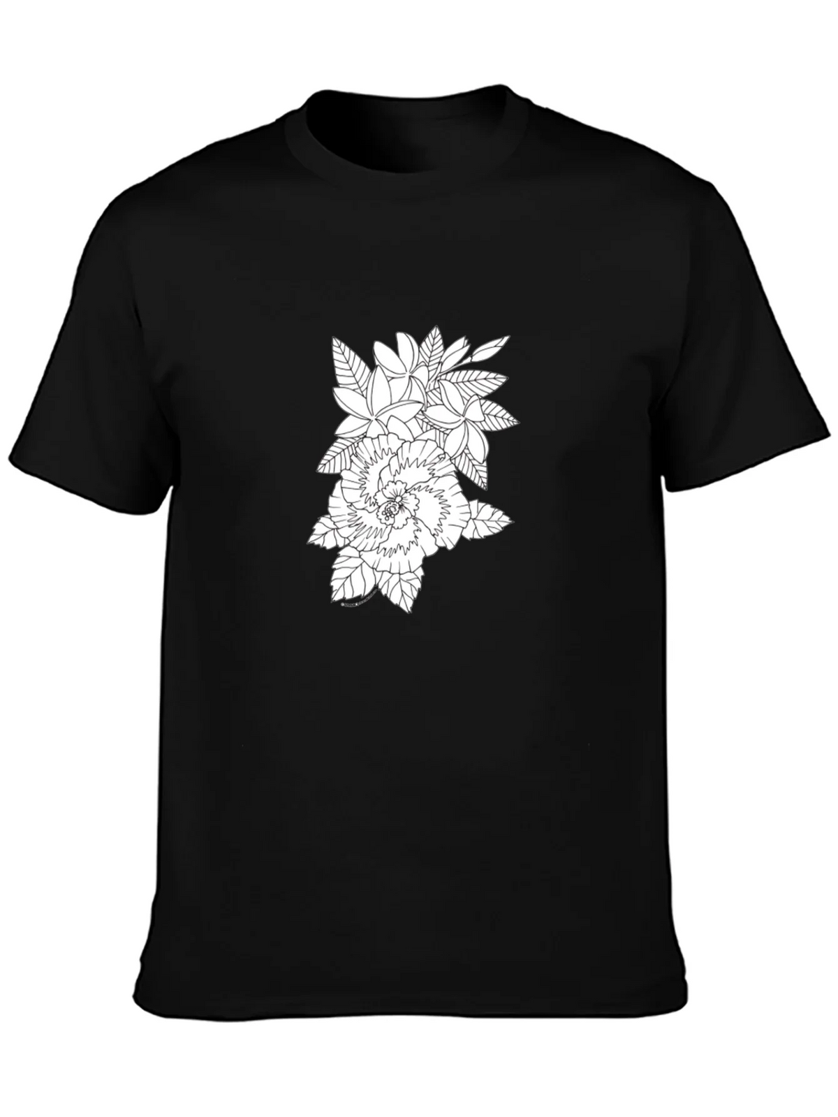 Floral Print Black Crew Neck T-Shirt product image 1