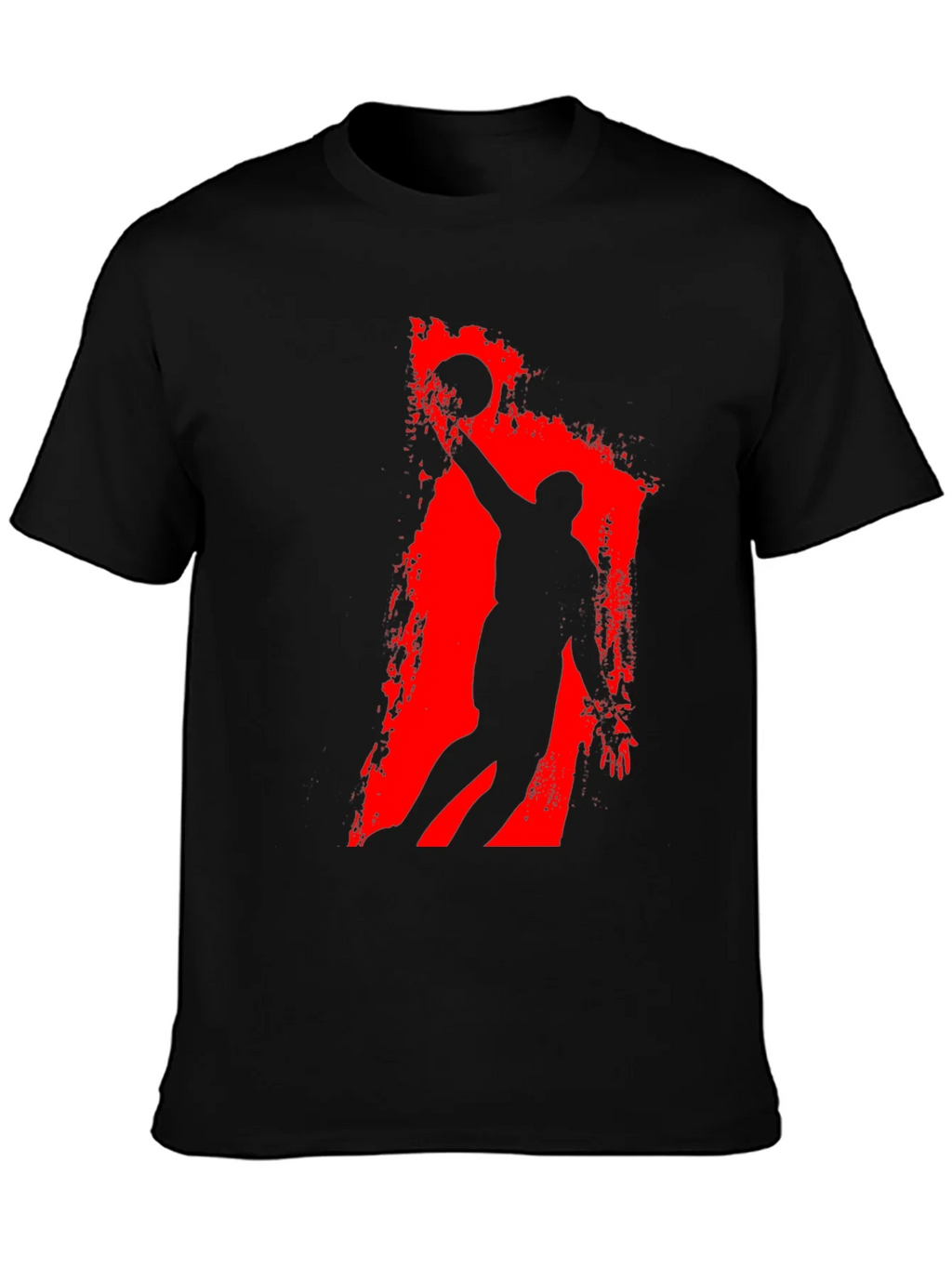 Basketball Silhouette Graphic Tee - Black Cotton T-Shirt product image 3