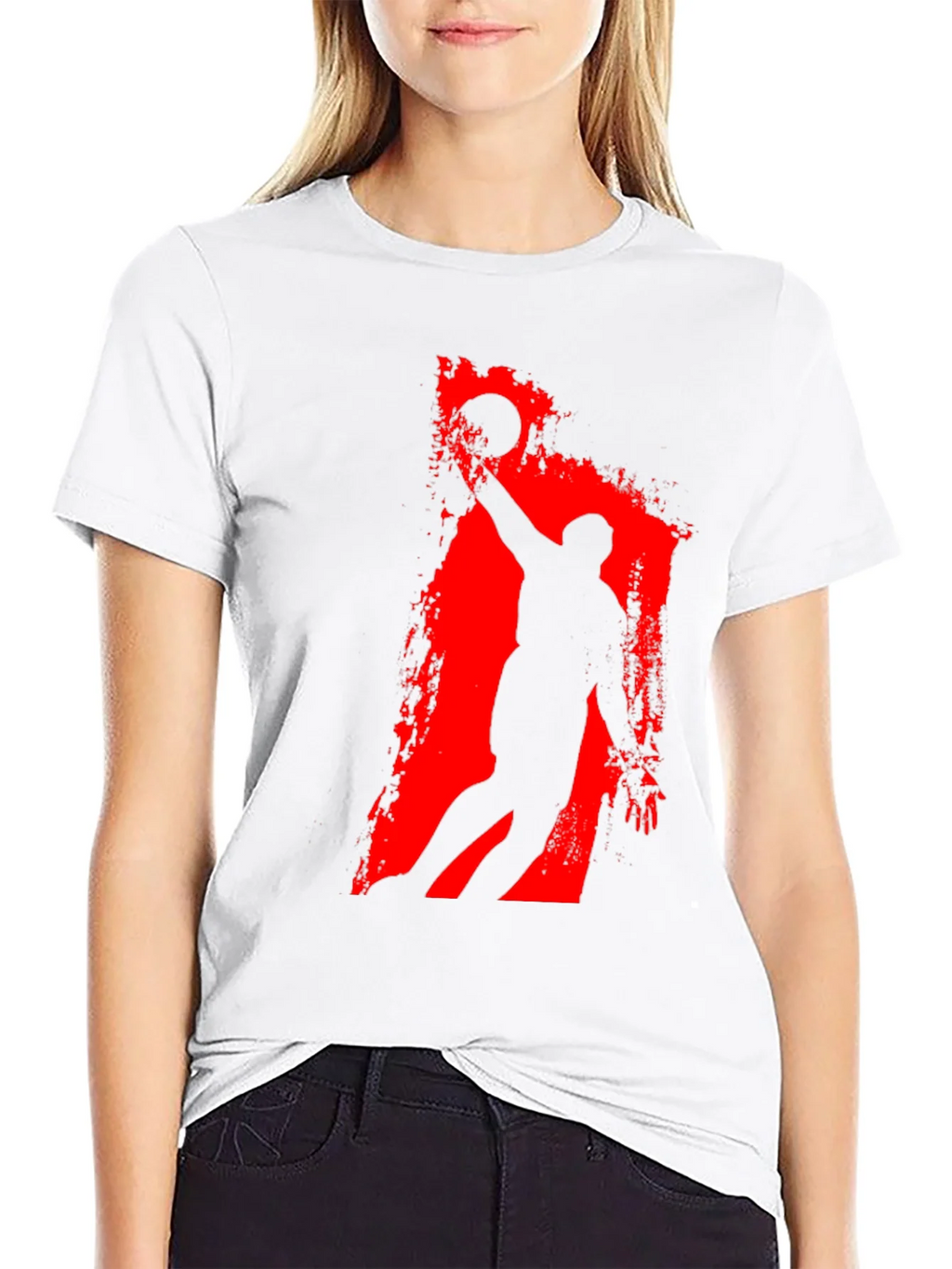 Basketball Silhouette Graphic Tee - Black Cotton T-Shirt product image 8