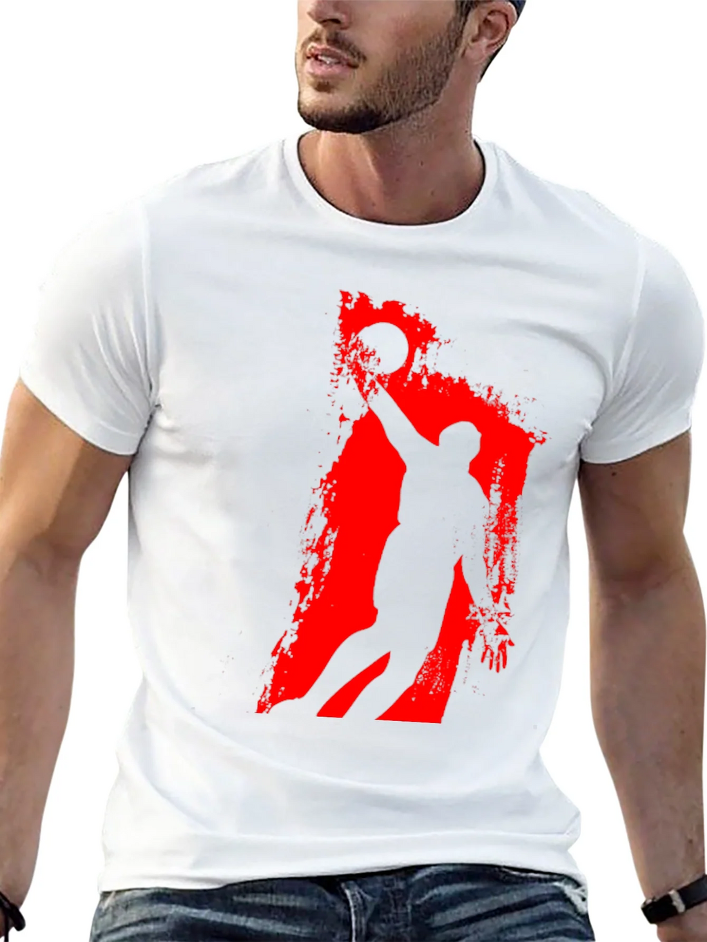 Basketball Silhouette Graphic Tee - Black Cotton T-Shirt product image 12