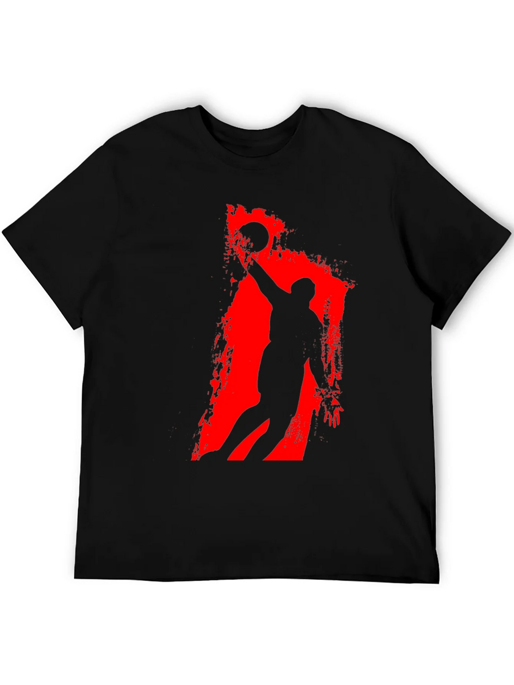 Basketball Silhouette Graphic Tee - Black Cotton T-Shirt product image 5