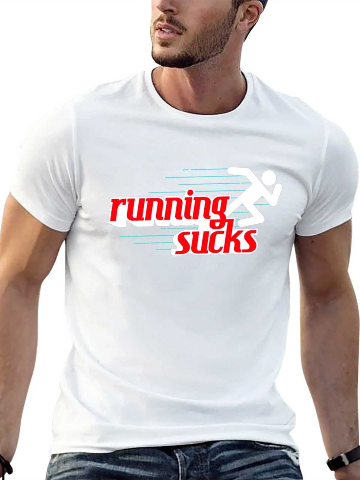 Running Sucks Graphic T-Shirt - Black Sporty & Humorous product image 12