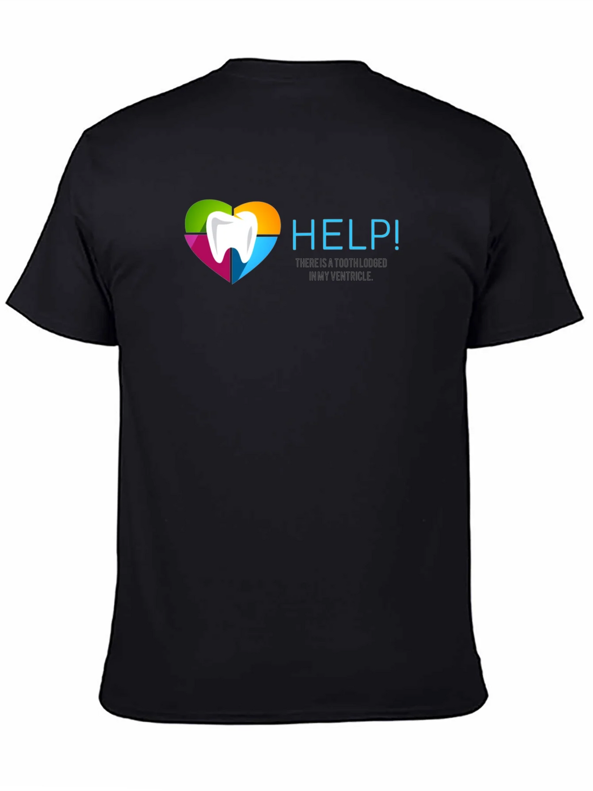 Help! Funny Tooth Ventricle Black T-Shirt product image 4