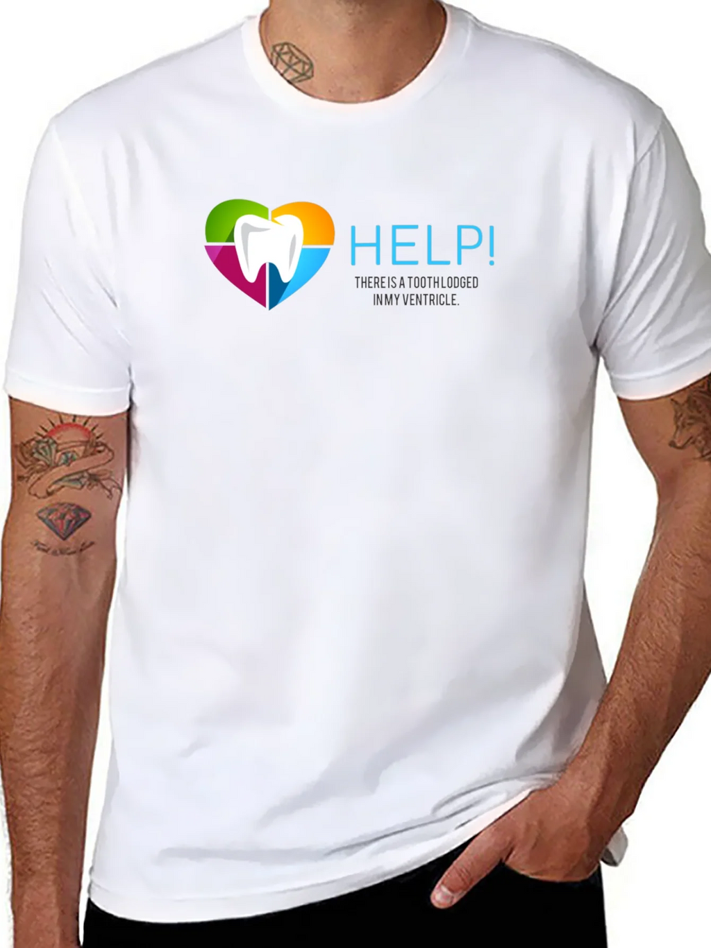 Help! Funny Tooth Ventricle Black T-Shirt product image 7
