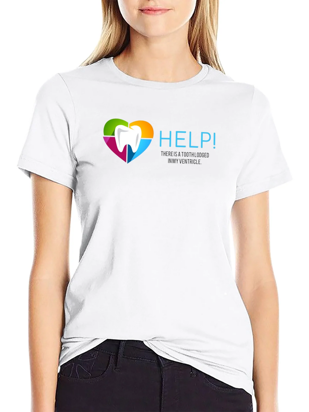 Help! Funny Tooth Ventricle Black T-Shirt product image 8