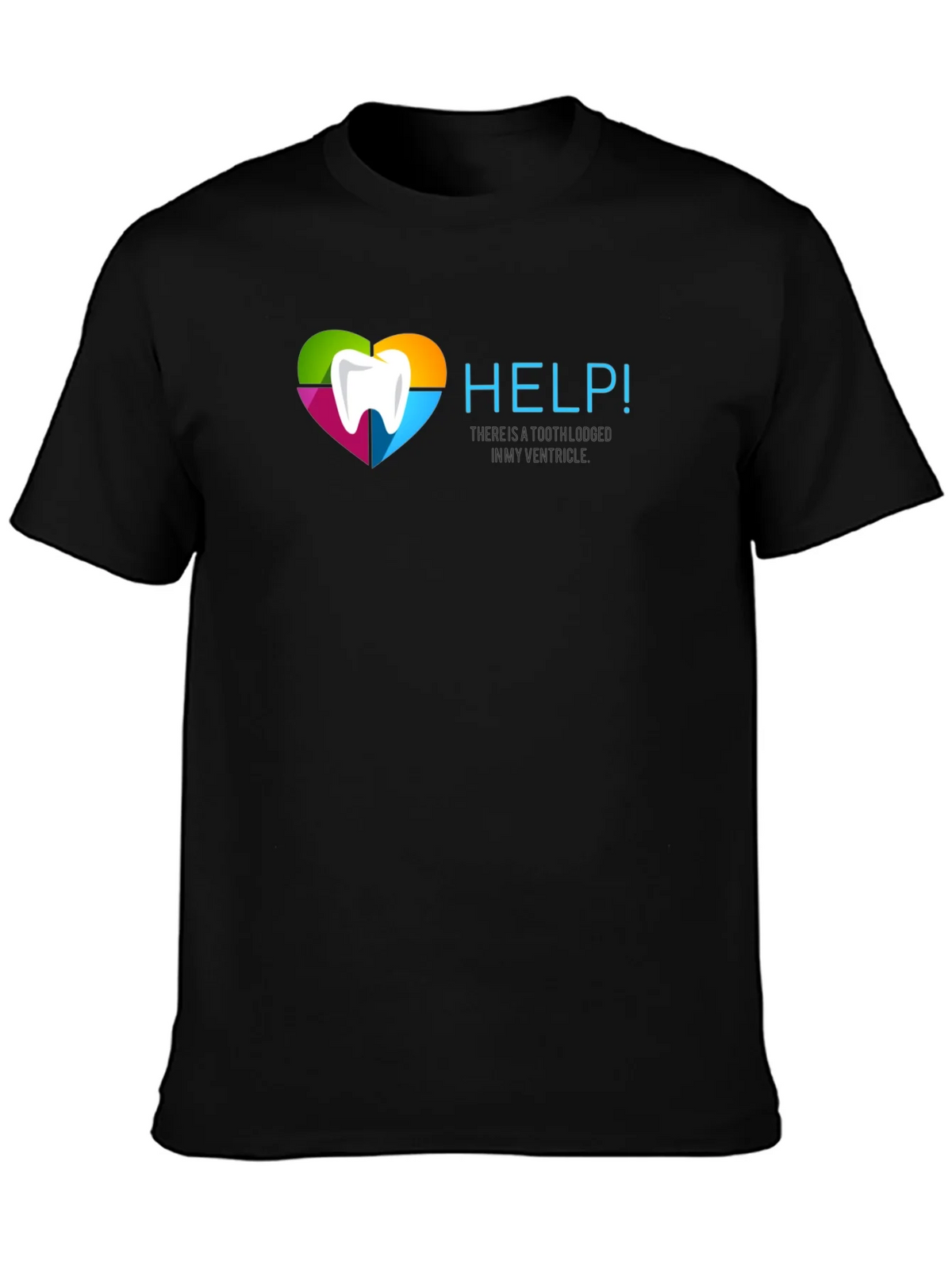 Help! Funny Tooth Ventricle Black T-Shirt product image 3
