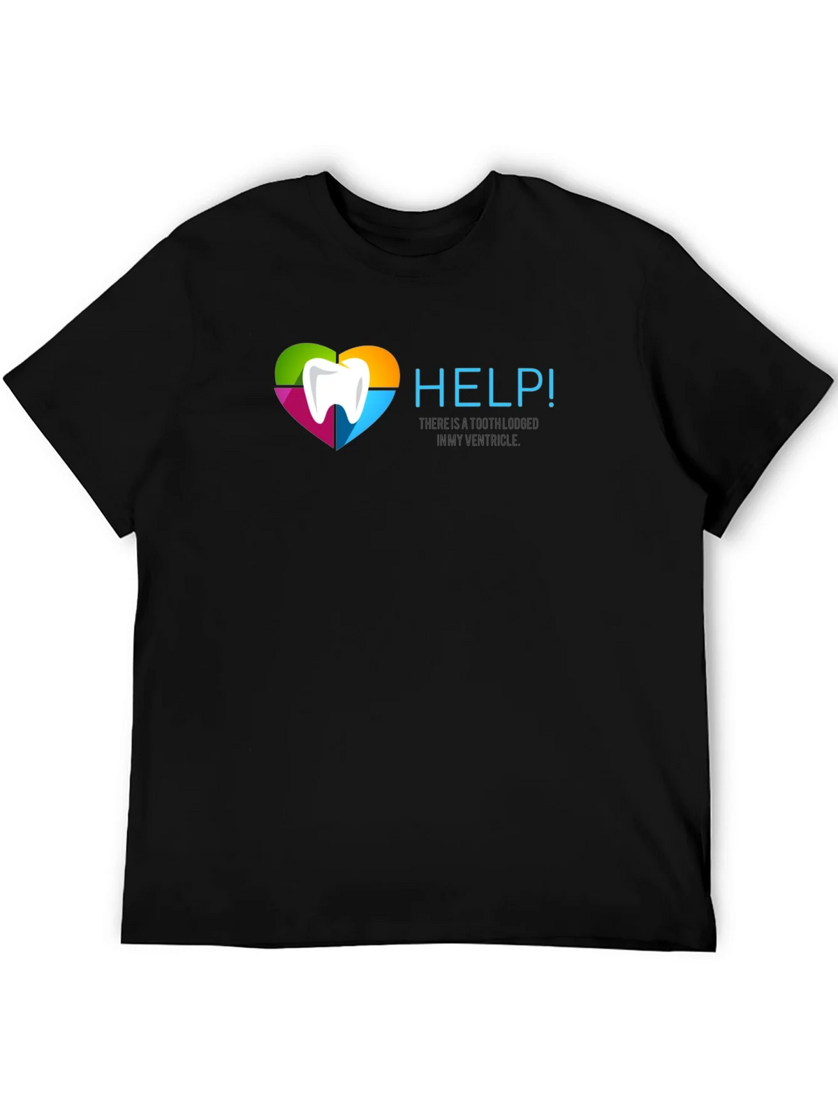 Help! Funny Tooth Ventricle Black T-Shirt product image 5