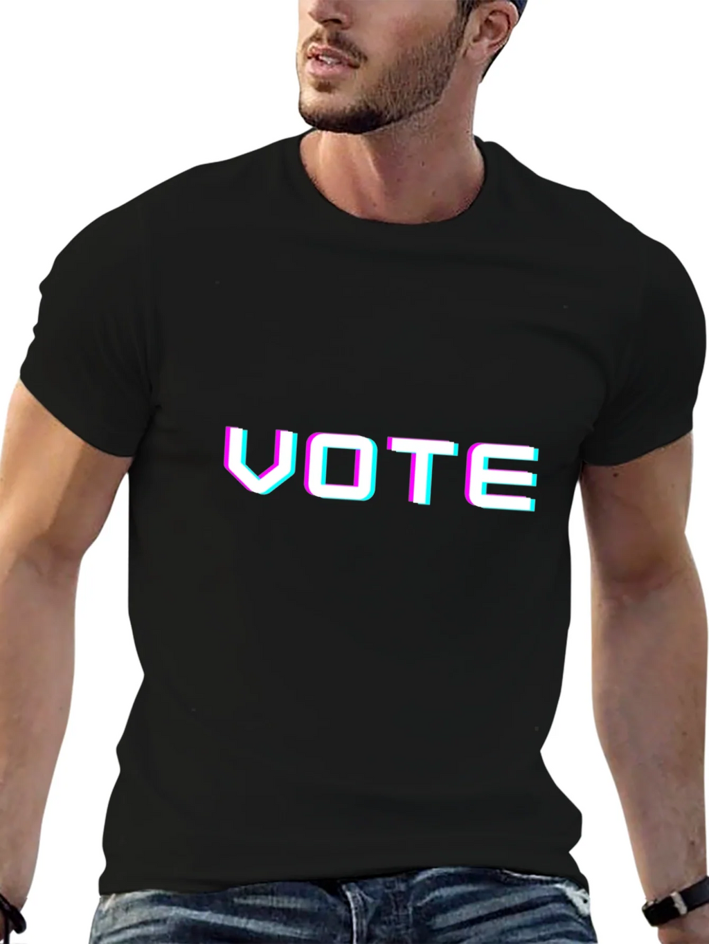 Vote Glitchcore Tee - Unisex Black T-Shirt product image 6