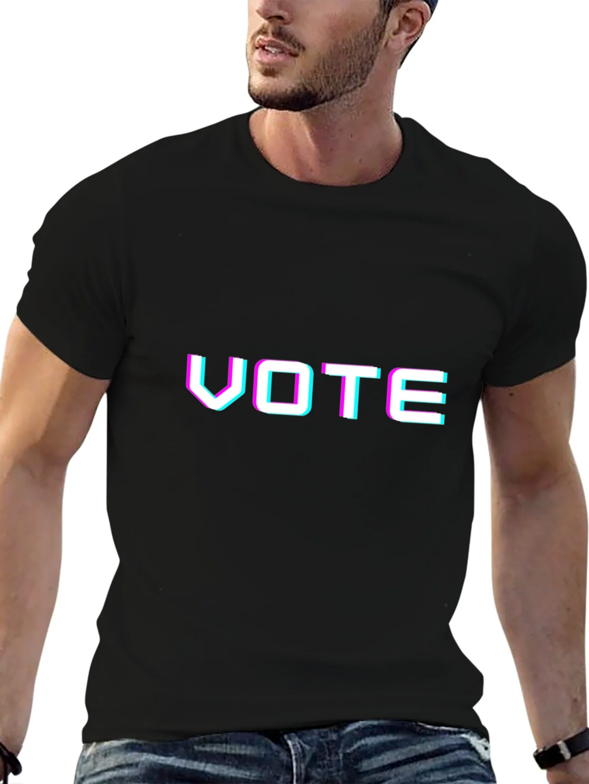 Vote Glitchcore Tee - Unisex Black T-Shirt product image 6