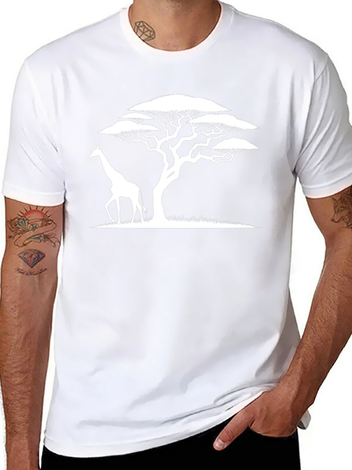 Giraffe and Acacia Tree Graphic Tee product image 7