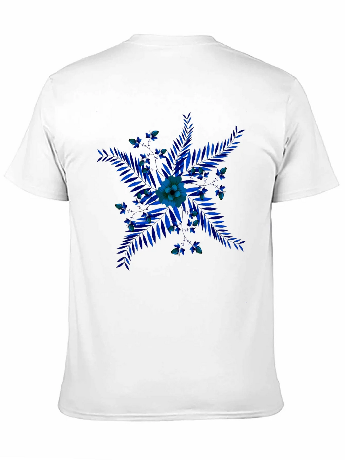 Blue Floral Print Black T-Shirt product image 10